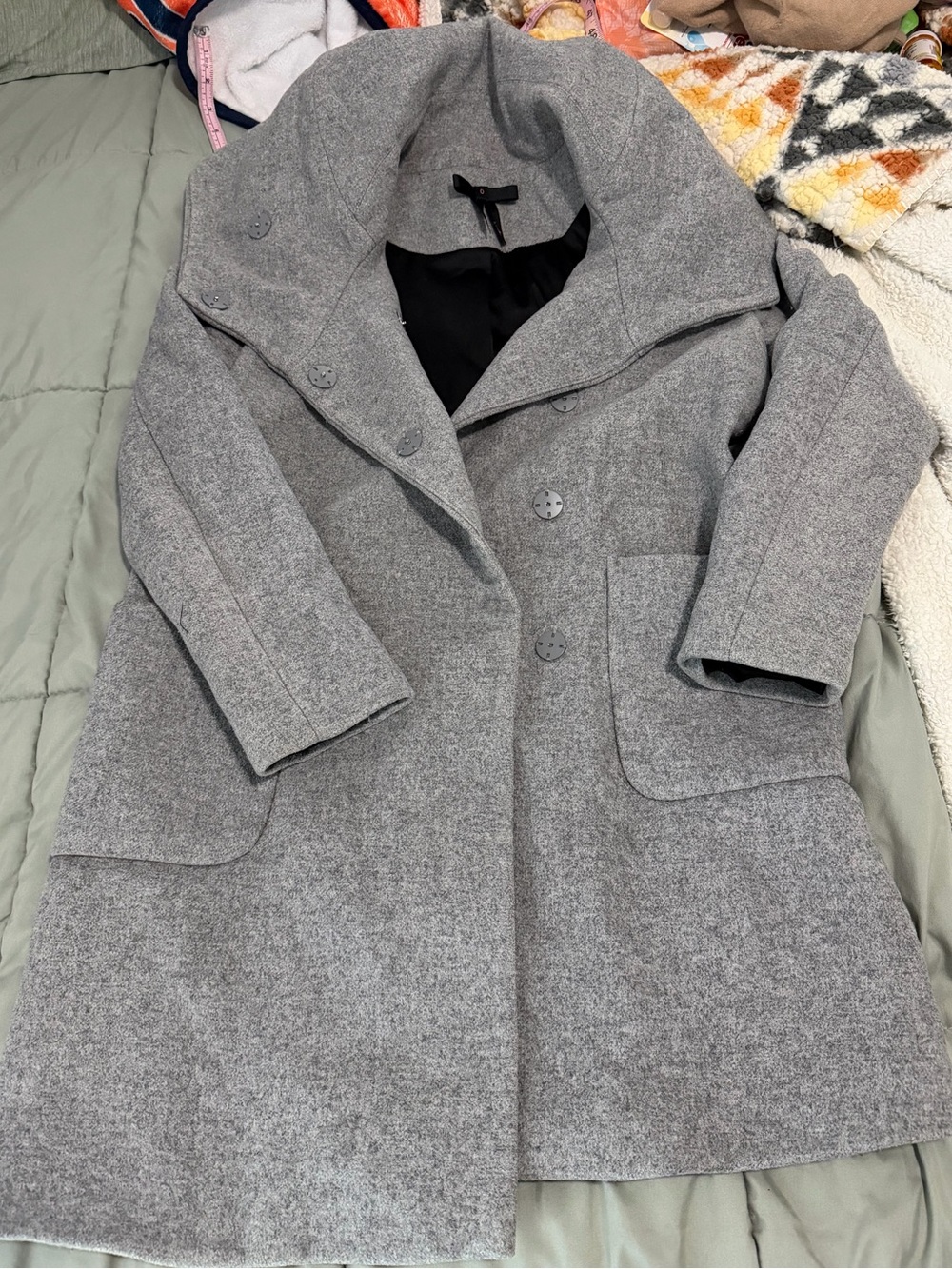 Classic Grey Wool-Blend Trench Coat - Timeless Outerwear